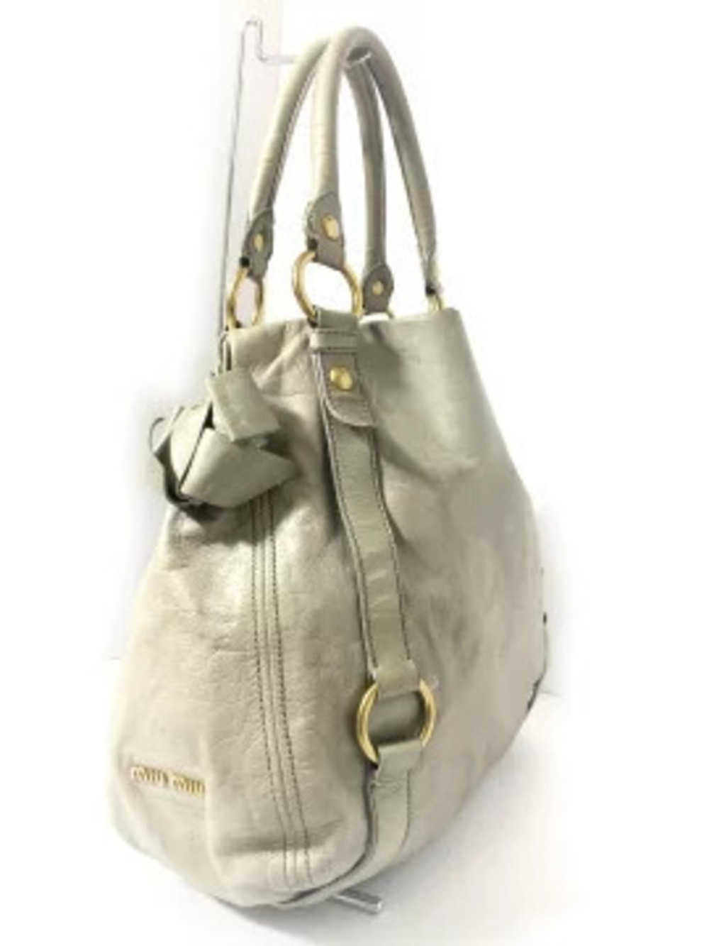 Miu Miu Handbag dark green ribbon leather